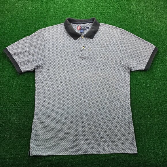 Chaps Ralph Lauren Polo Shirt Mens XL Blue Geometric Vintage Y2K Golf Preppy - Picture 1 of 7